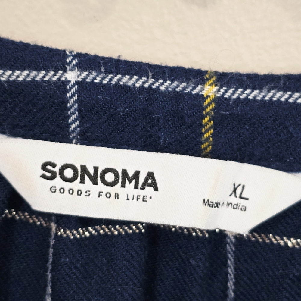 Sonoma Blue Checkered Ruffle Button-Down Shirt - Picture 7 of 8